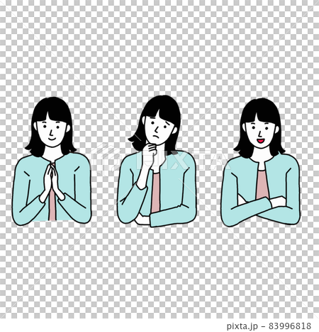悩む、考える、解決、納得の女性イラスト 83996818