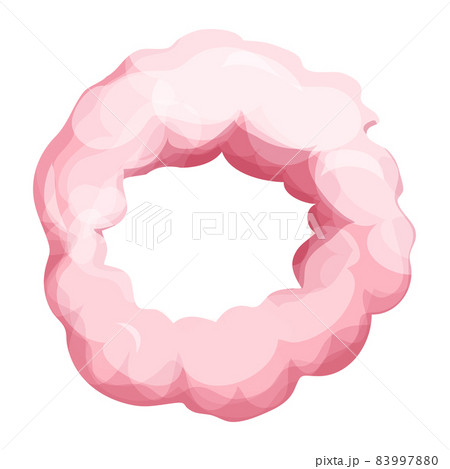Pink circle cloud, fluffy magic in cartoon style isolated on white background. Smoke, fog cute decoration. Ui game asset. 83997880