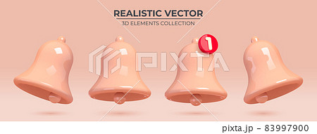 Set of pink bells Icon with new message web chat colors. 83997900