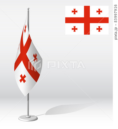 GEORGIA flag on flagpole for registration of solemn event, meeting foreign guests. National independence day of GEORGIA. Realistic 3D vector on white