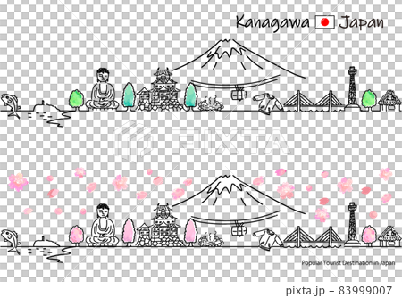 春天神奈川縣觀光景點的簡單線條藝術 春天神奈川縣觀光景點的簡單線條藝術 83999007