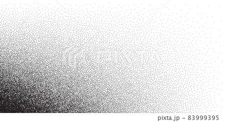 Dotwork pattern vector background. Black noise stipple dots. Sand grain effect. Black dots grunge banner. Abstract noise dotwork pattern. Gradient stipple circles. Stochastic dotted vector background. 83999395