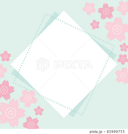 桜の正方形フレーム ／バナー／背景（パステルカラー　グリーン） 83999755