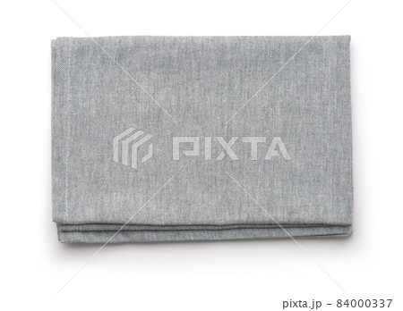 Top view of folded grey cotton napkin Top view of folded grey cotton napkin 84000337