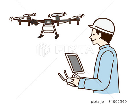 農業　農家　ドローン　スマート農業　イラスト 84002540