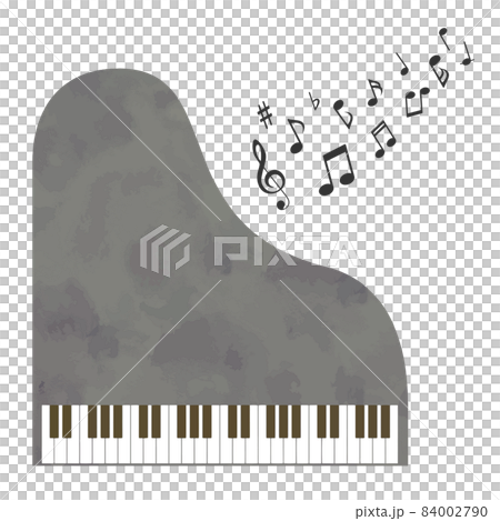 Piano and musical notes (watercolor style vector) 84002790