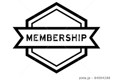 Vintage black color hexagon label banner with word membership on white background 84004288