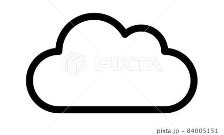 シンプルなクラウドの線画イラスト（黒い線） 84005151