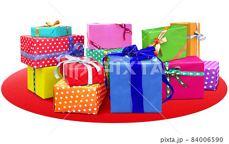 クリスマスプレゼント ギフト イラスト リアル カラフルのイラスト素材 クリスマスプレゼント ギフト イラスト リアル カラフルのイラスト素材