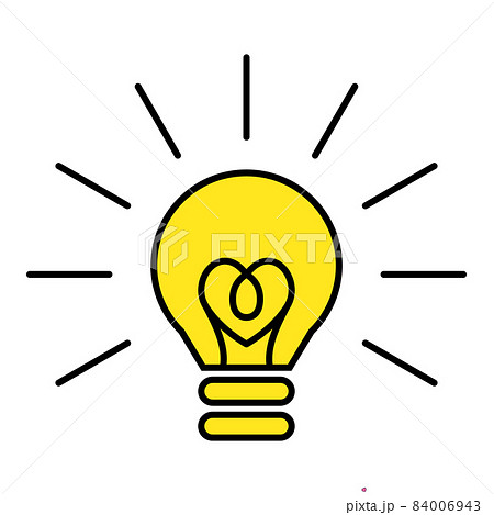 ハートマークの豆電球のイラスト素材