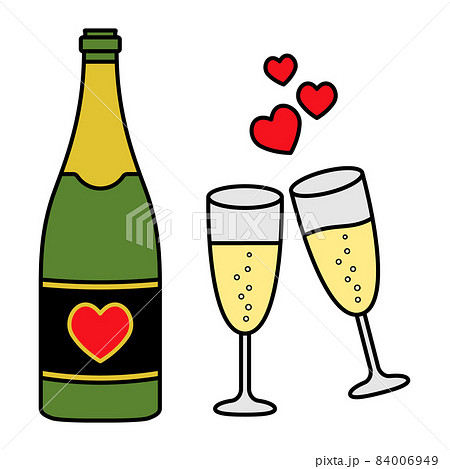 champagne bottle and glasses clipart