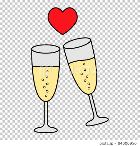 Cheers with a glass of champagne Heart mark Cheers with a glass of champagne Heart mark 84006950