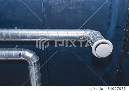 Ventilation pipe system at the ceiling of an industrial enterprise or plant premises 84007076