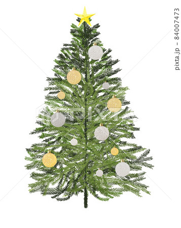 クリスマスツリーオーナメントつき_リアルタッチ_縦のイラスト素材 ..., 画像サイズ:357x450
