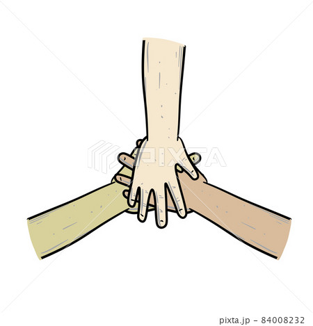 Stack of hands. Children palms. 84008232