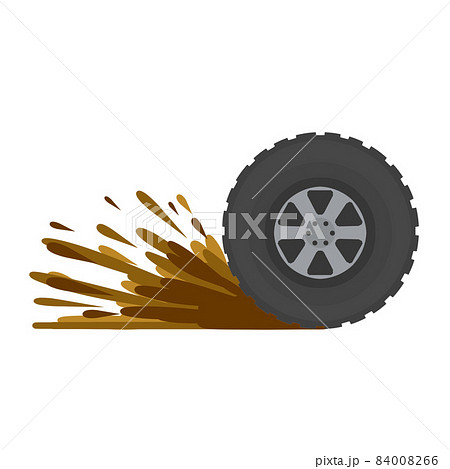 Dirty wheel of the truck. Off-road driving. ground on tire. 84008266