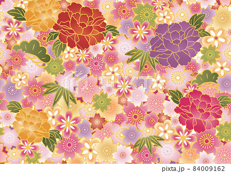 シームレス 和柄 背景 フレーム パターン 84009162