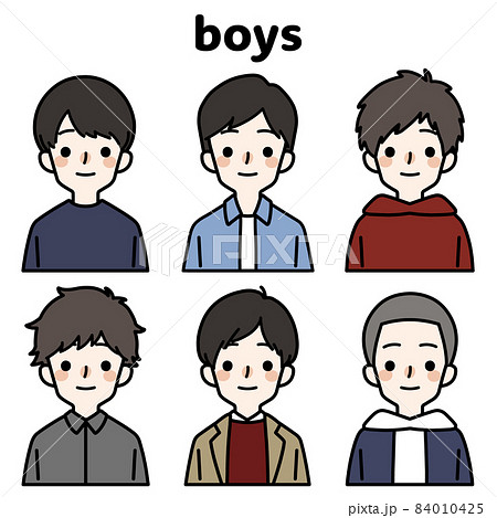 人物イラストセット かわいい私服の男の子のイラスト素材