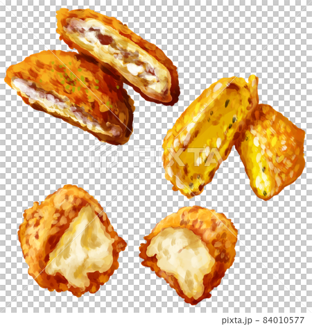 手描き水彩厚塗りの3種コロッケセット(半分) 手描き水彩厚塗りの3種コロッケセット(半分) 84010577