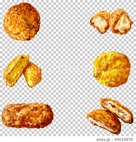 3 types of hand-painted watercolor thick croquette square frame, left and right 84010870