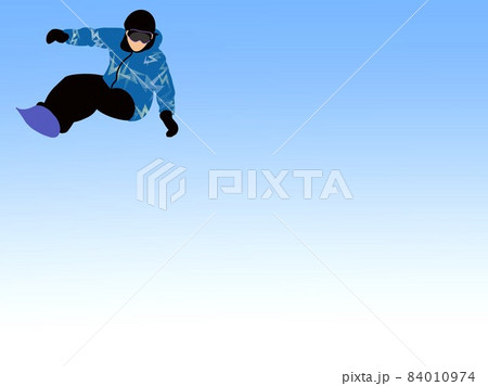 スノーボードジャンプ 青空背景 84010974