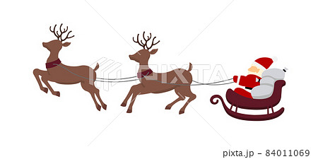 クリスマス素材 / ソリに乗ったサンタクロースのシルエットイラスト クリスマス素材 / ソリに乗ったサンタクロースのシルエットイラスト 84011069