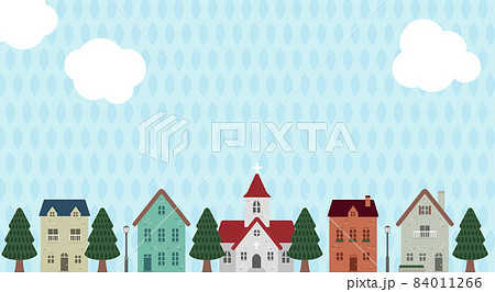 横並びの建物 家 街並み ベクターバナーイラスト ヨーロッパ風 のイラスト素材