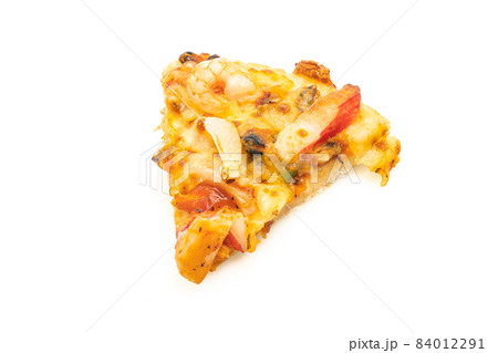seafood pizza on white background 84012291