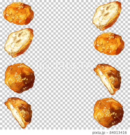 手描き水彩の肉団子イラスト正方形フレーム 左右のイラスト素材 手描き水彩の肉団子イラスト正方形フレーム 左右のイラスト素材