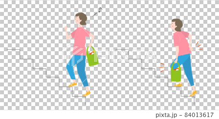 A woman climbing the stairs A woman climbing the stairs 84013617
