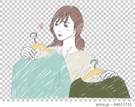 服を迷っている女性 服を迷っている女性 84013731