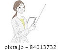 マスクを着けて指示棒をさしているビジネスウーマン 84013732