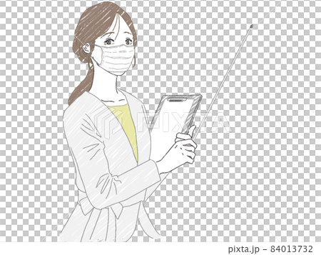 一個戴著面具,指著指針的女商人 一個戴著面具,指著指針的女商人 84013732