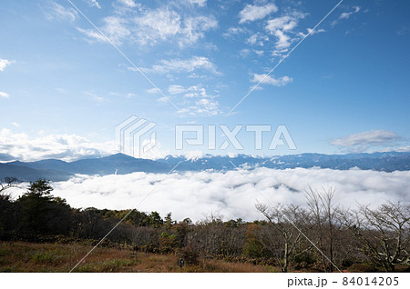 秩父美の山から見る秩父盆地の朝の雲海 84014205