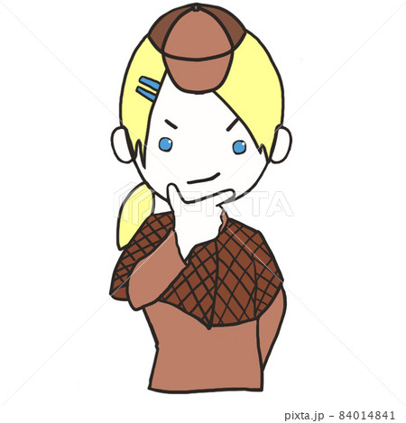 顎に手を当ててかっこつける若い探偵（女3） 84014841