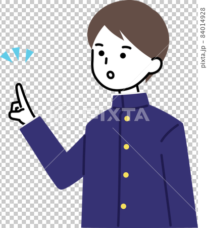 男學生指著姿勢，表情驚訝，面朝左 84014928