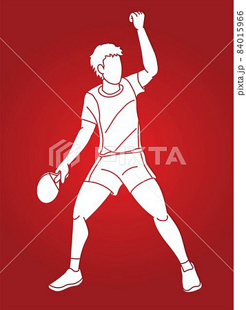 Ping Pong or Table Tennis Player  Action Cartoon Sport Graphic Vector 84015966