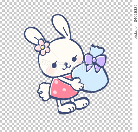 Illustration of a rabbit girl holding a gift 84016323