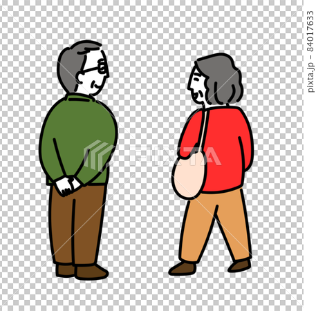 背影老人老夫妻中年夫婦夫妻爺爺奶奶插畫 84017633