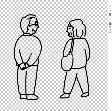 背影老人老夫妻中年夫婦夫妻爺爺奶奶插畫 84017635