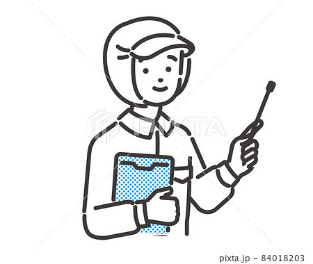 指示棒を持つ食品工場や給食職員のベクターイラスト素材／病院／工場／調理師 84018203
