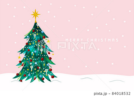 雪化粧の水彩クリスマスツリーのイラスト 雪化粧の水彩クリスマスツリーのイラスト 84018532