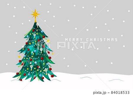雪化粧の水彩クリスマスツリーのイラスト 雪化粧の水彩クリスマスツリーのイラスト 84018533