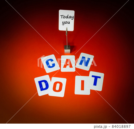 Text Today you can do it from cards on red background Text Today you can do it from cards on red background 84018897