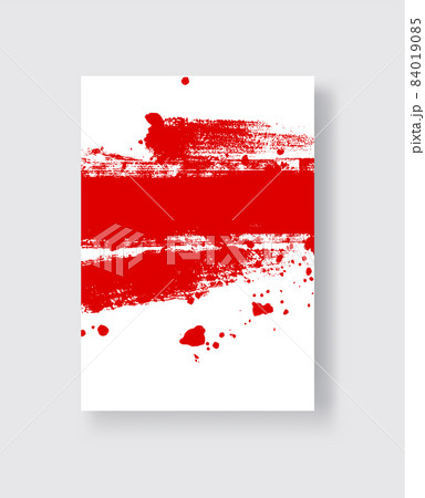 Red ink brush stroke on white background. Japanese style. 84019085