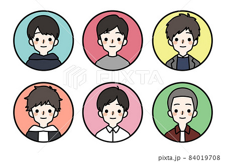 人物アイコンセット かわいい私服の男の子のイラスト素材