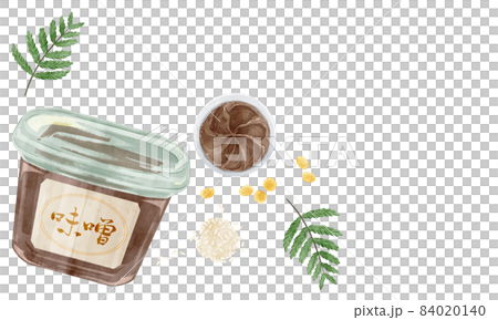 パックに入った味噌の手描き水彩風イラスト パックに入った味噌の手描き水彩風イラスト 84020140