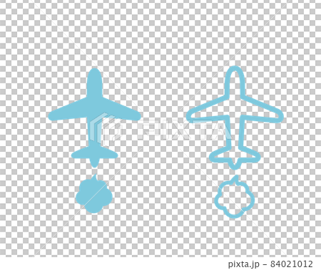 環境アイコン　温室効果ガス　二酸化炭素　乗り物　飛行機 84021012