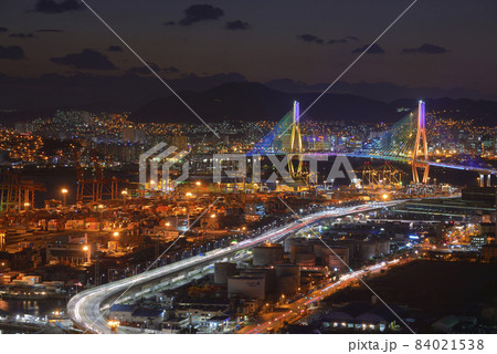釜山港大橋 夕焼け 夜景 84021538