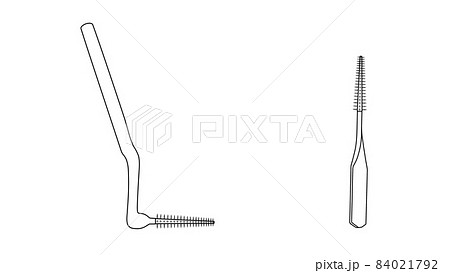 ゴムタイプのl字型とi字型の歯間ブラシ 線画 のイラスト素材